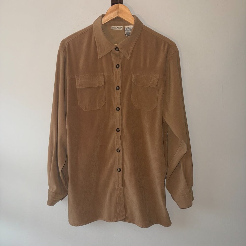 White Stag Vintage Tan Khaki Light Brown Collared Long Sleeve Button Down Casual - Picture 2 of 6